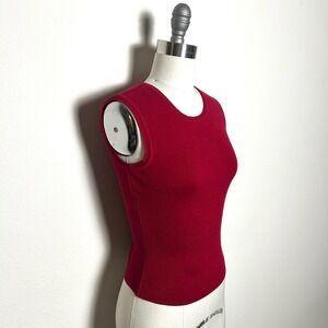 Laurie B Red 100% Cotton Ribbed Knit Sleeveless Tank Top Shell Women Size S USA